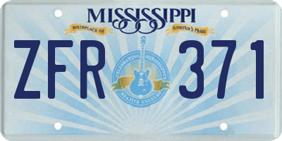 MS license plate ZFR371