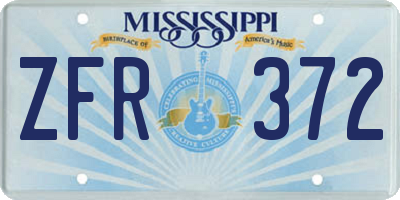 MS license plate ZFR372