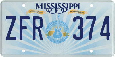 MS license plate ZFR374