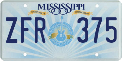 MS license plate ZFR375