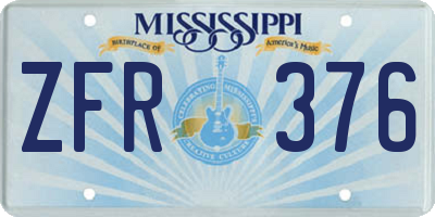 MS license plate ZFR376