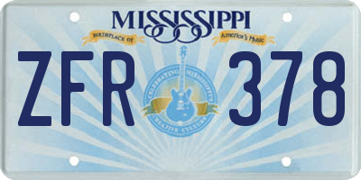 MS license plate ZFR378