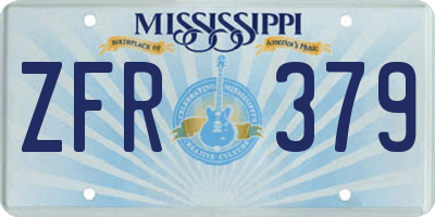 MS license plate ZFR379