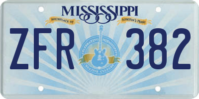 MS license plate ZFR382