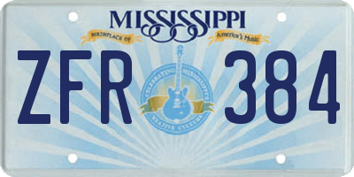 MS license plate ZFR384