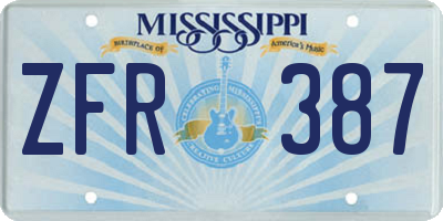 MS license plate ZFR387