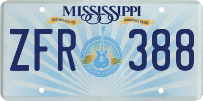 MS license plate ZFR388