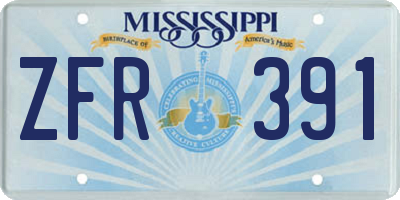MS license plate ZFR391