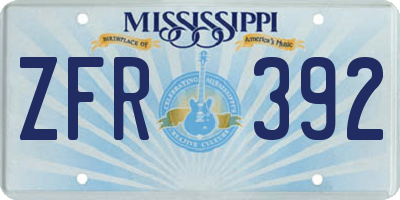 MS license plate ZFR392