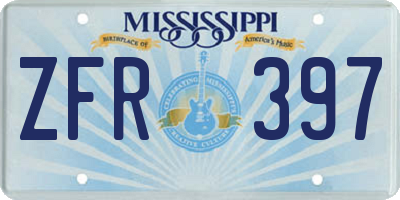 MS license plate ZFR397