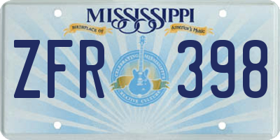 MS license plate ZFR398