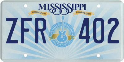 MS license plate ZFR402