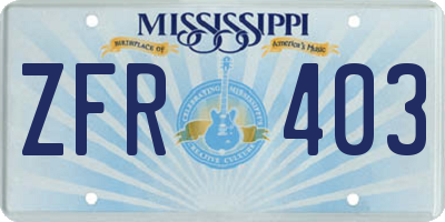 MS license plate ZFR403