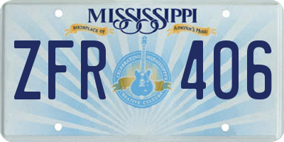 MS license plate ZFR406
