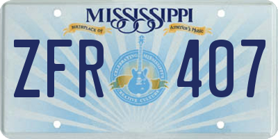 MS license plate ZFR407