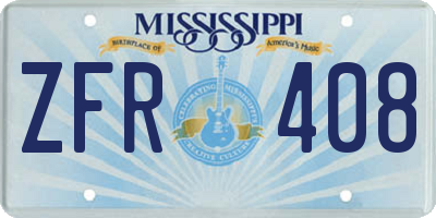 MS license plate ZFR408