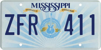 MS license plate ZFR411