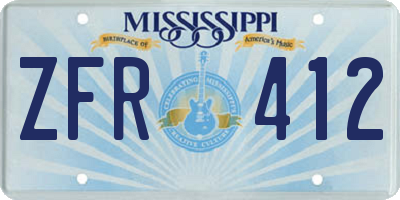 MS license plate ZFR412