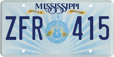 MS license plate ZFR415