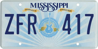 MS license plate ZFR417
