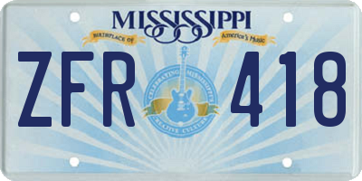MS license plate ZFR418