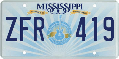 MS license plate ZFR419