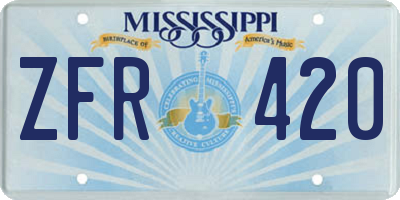 MS license plate ZFR420