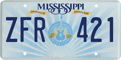 MS license plate ZFR421