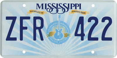 MS license plate ZFR422