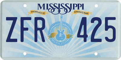 MS license plate ZFR425