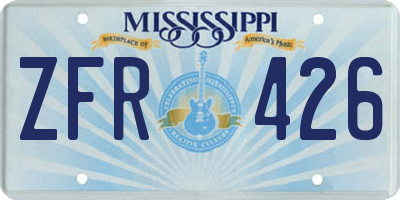 MS license plate ZFR426
