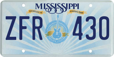 MS license plate ZFR430