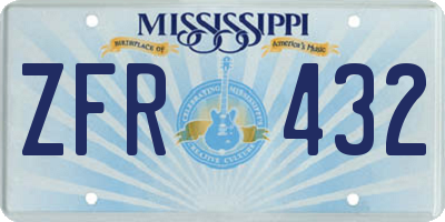 MS license plate ZFR432