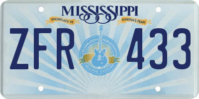 MS license plate ZFR433