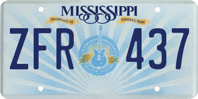 MS license plate ZFR437