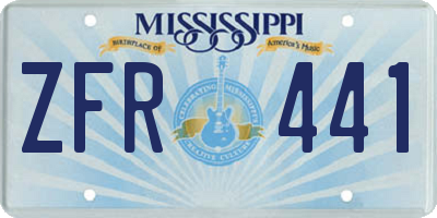 MS license plate ZFR441
