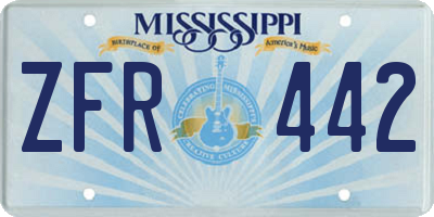 MS license plate ZFR442