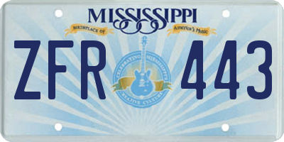 MS license plate ZFR443