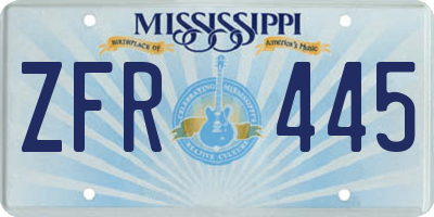 MS license plate ZFR445