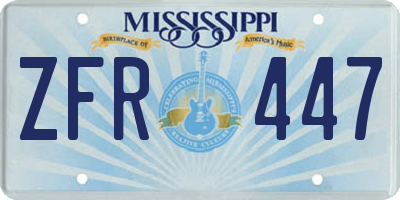 MS license plate ZFR447