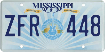 MS license plate ZFR448
