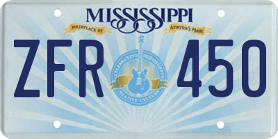 MS license plate ZFR450