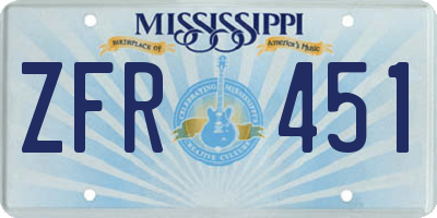 MS license plate ZFR451