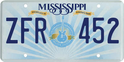 MS license plate ZFR452