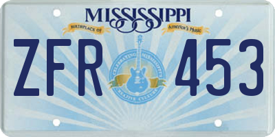 MS license plate ZFR453