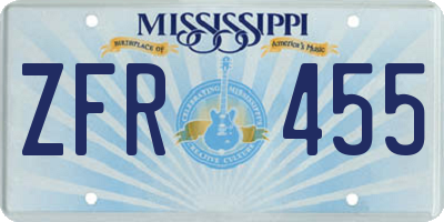 MS license plate ZFR455