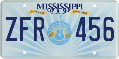 MS license plate ZFR456