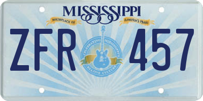 MS license plate ZFR457