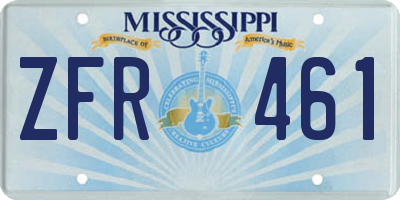 MS license plate ZFR461