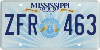 MS license plate ZFR463